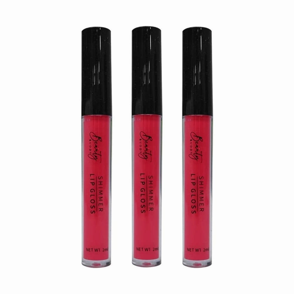 3x Beauty Buddy Shimmer Lip Gloss 07 Power Pink 2ml