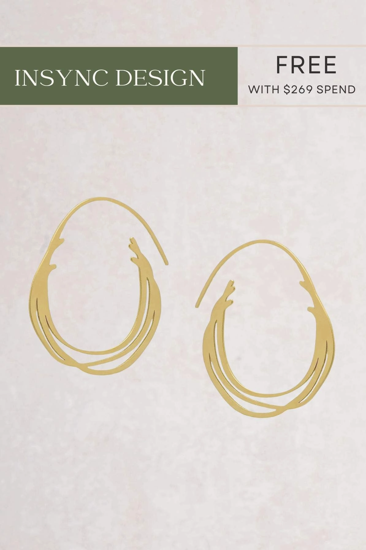 Creel Hoop Earrings - 22ct Matte Gold Plated Offer