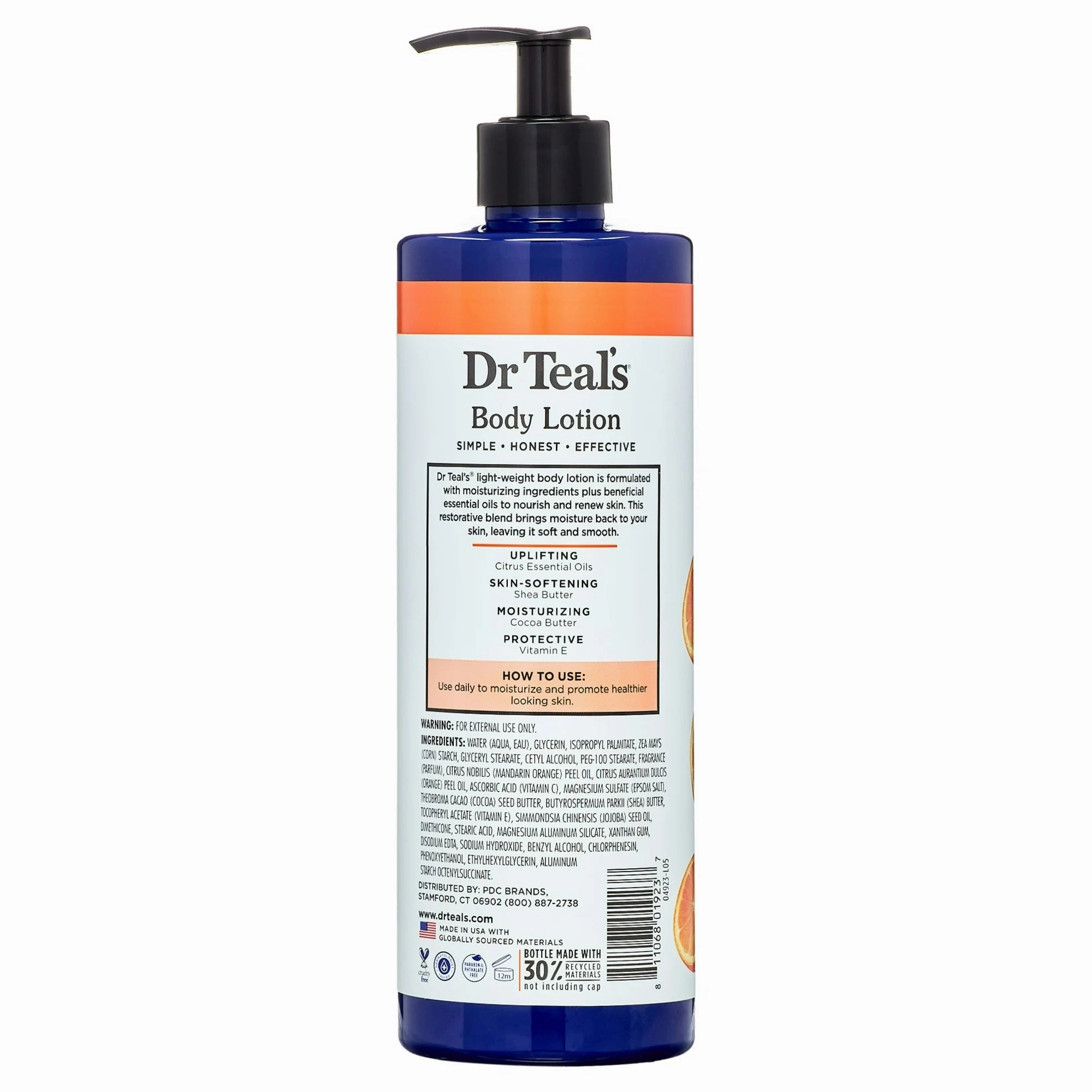 Dr Teal's Body Lotion. 24 Hour Moisture   Radiant with Vitamin C & Citrus Essential Oils. 18 fl oz.