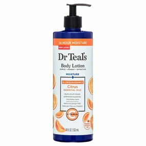 Dr Teal's Body Lotion. 24 Hour Moisture   Radiant with Vitamin C & Citrus Essential Oils. 18 fl oz.
