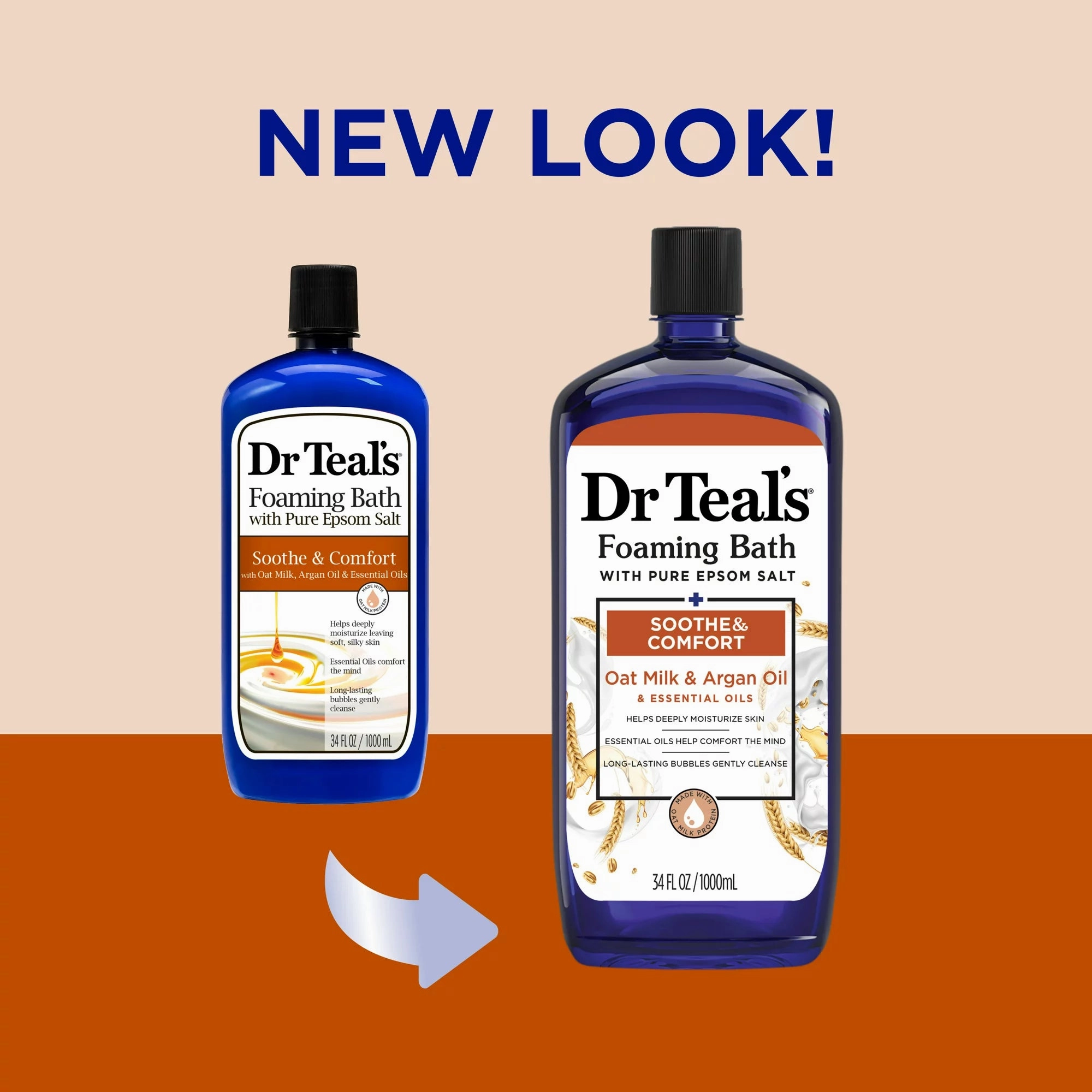 Dr Teal's Foaming Bath with Pure Epsom Salt Soothe & Comfort Oat Milk & Argan Oil Essential Oils - 34oz