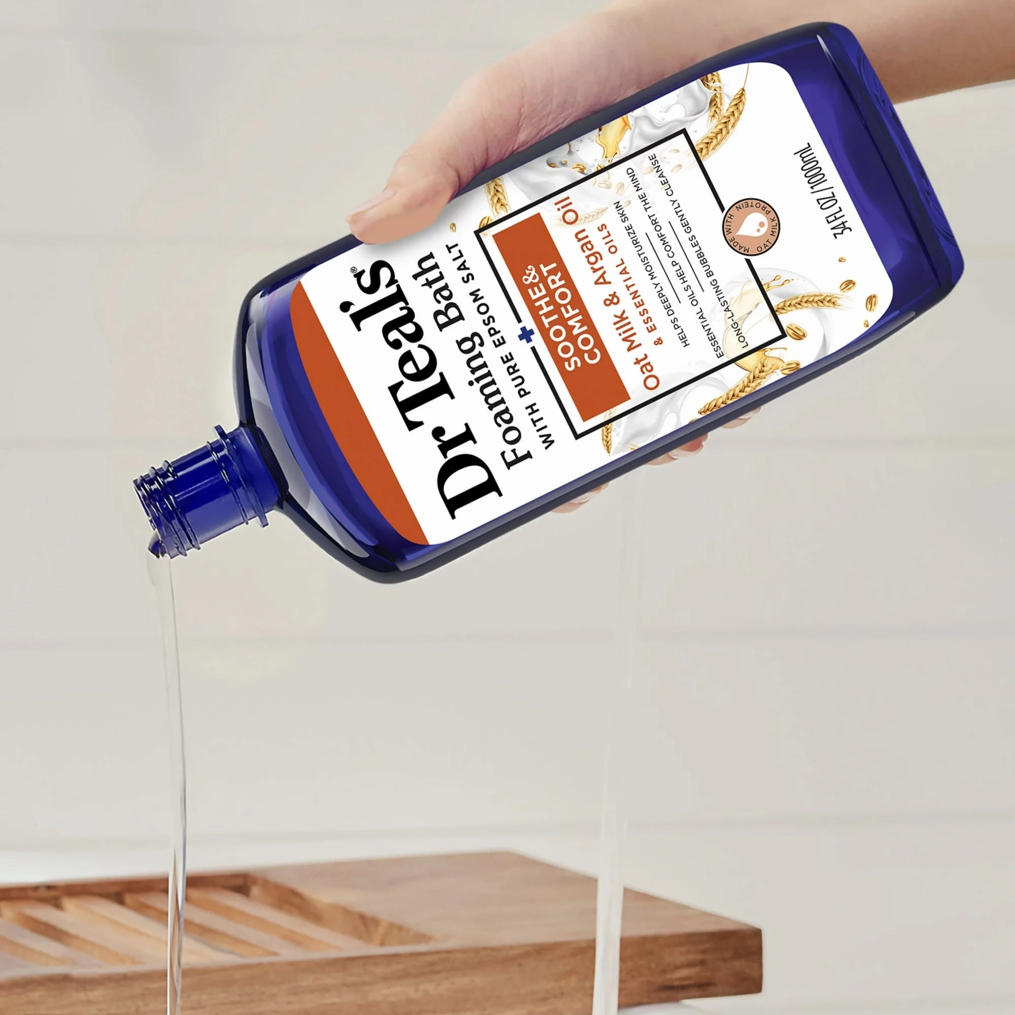 Dr Teal's Foaming Bath with Pure Epsom Salt Soothe & Comfort Oat Milk & Argan Oil Essential Oils - 34oz