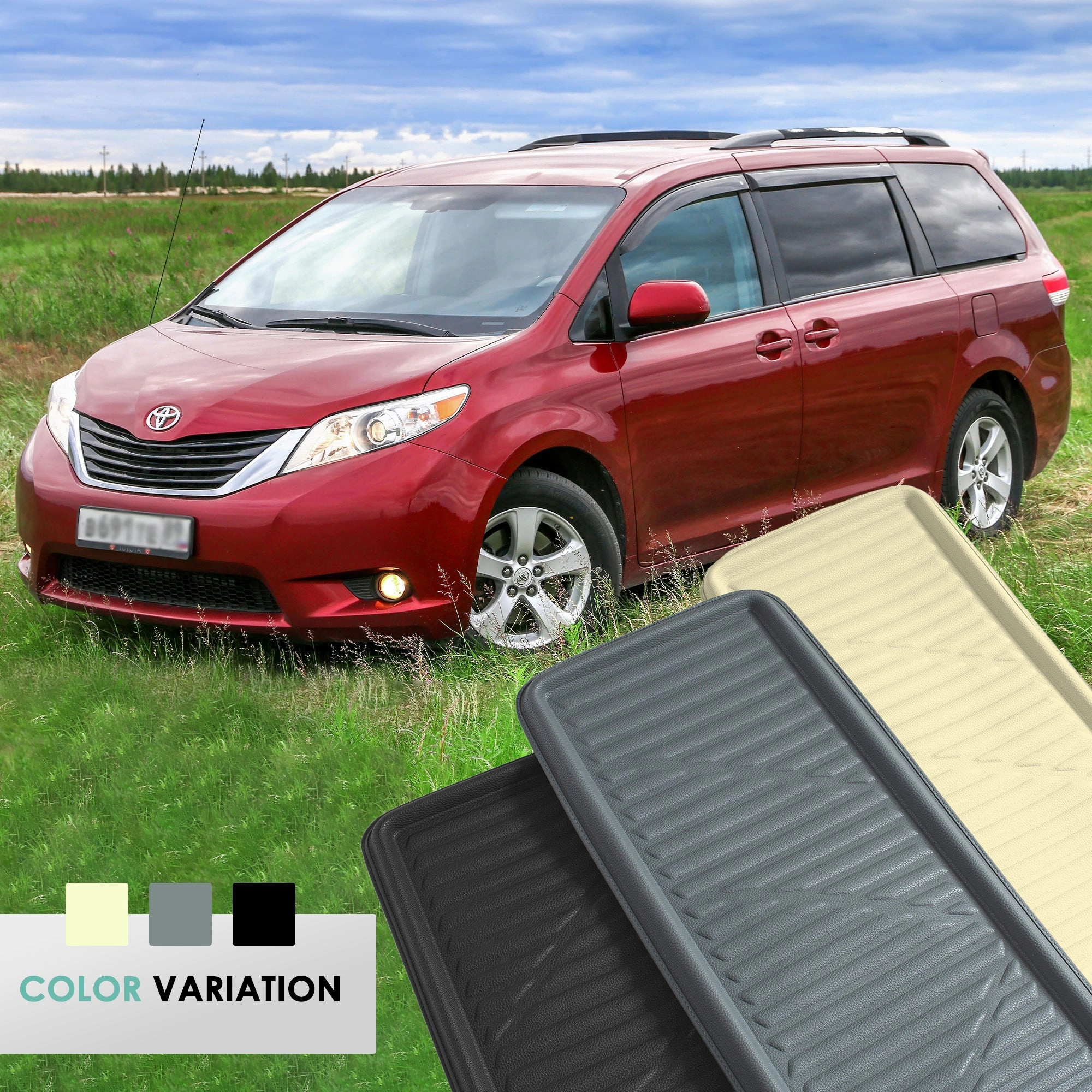 Heavy-Duty Faux Leather Cargo Mat -Universal-fit for Large SUVs and Vans - Beige