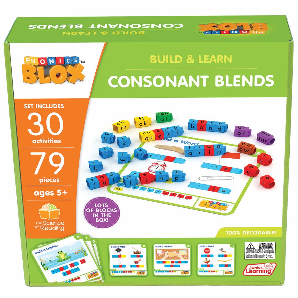 Junior Learning Rainbow Phonics Blox - Consonant Blends, Phase 4 - for Kids 5 