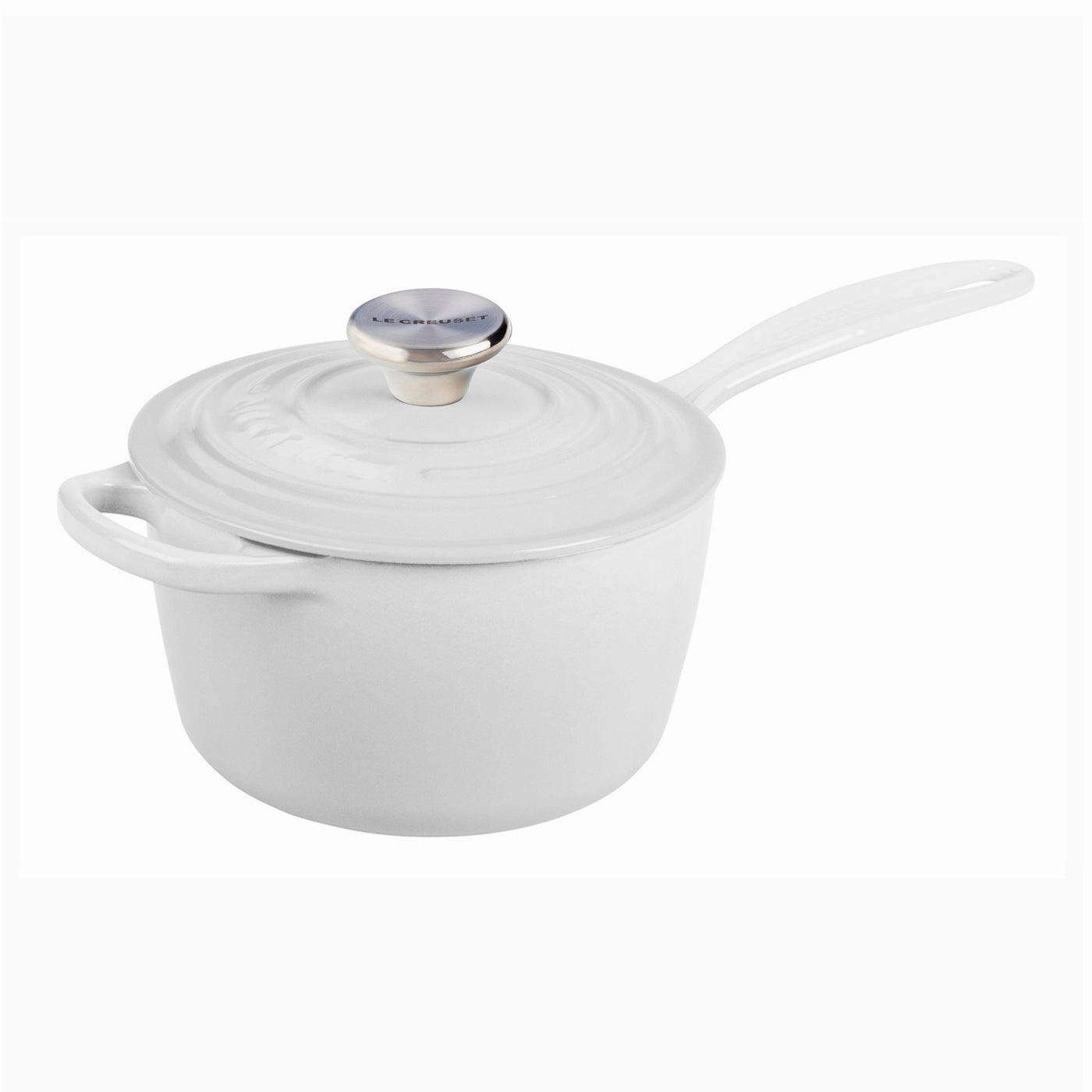 Le Creuset 1 3/4 Qt. Signature Saucepan w/Stainless Steel Knob - White