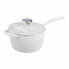 Le Creuset 1 3/4 Qt. Signature Saucepan w/Stainless Steel Knob - White