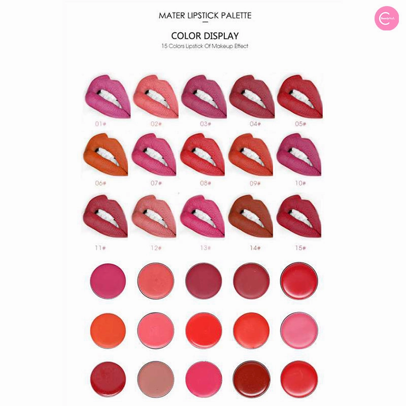 MISS ROSE 15-Color Matte Lipstick Palette