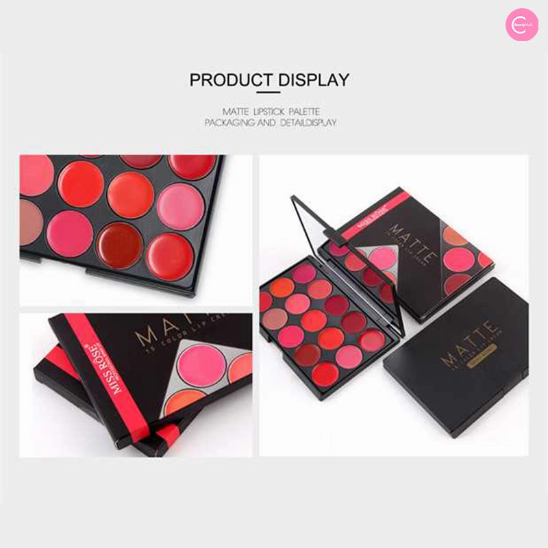 MISS ROSE 15-Color Matte Lipstick Palette