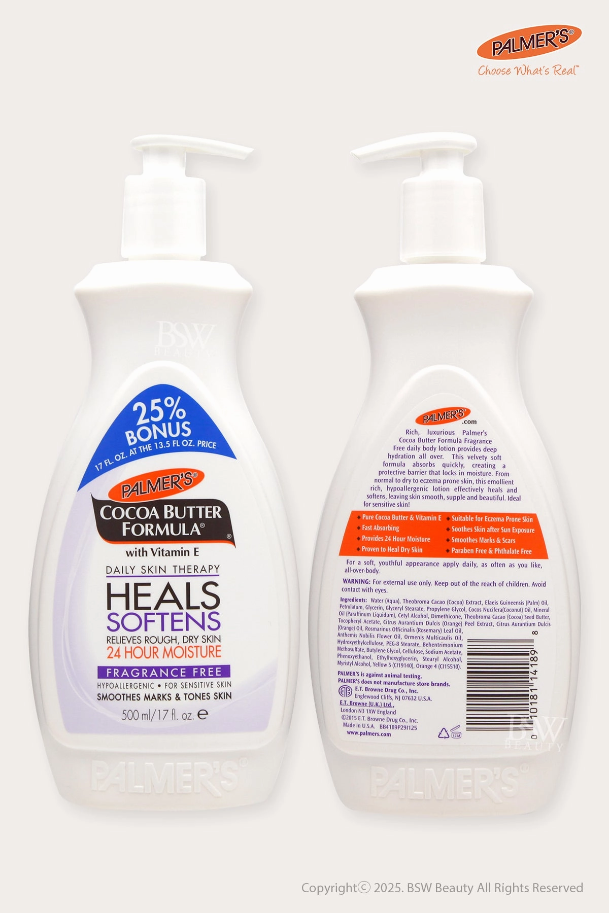PALMER'S COCOA BUTTER FORMULA DAILY SKIN THERAPY HEALS SOFTENS LOTION [FRAGRANCE FREE] 13.5oz