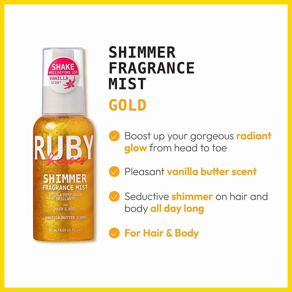 Ruby Kisses Shimmer Fragrance Mist Vanilla Butter Scent- 3.2 oz