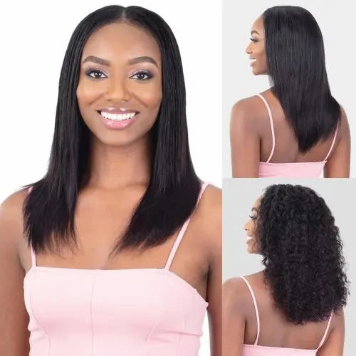 Shake 'N Go Naked Nature 100% Human Hair Wet & Wavy Tru2U U-PART Wig- Deep Wave